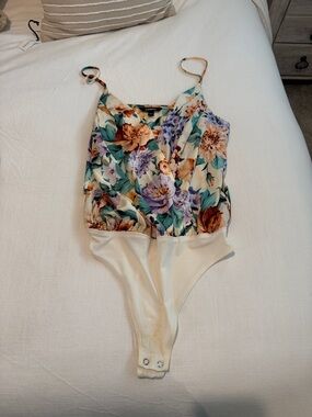 Express Floral Surplice Bodysuit